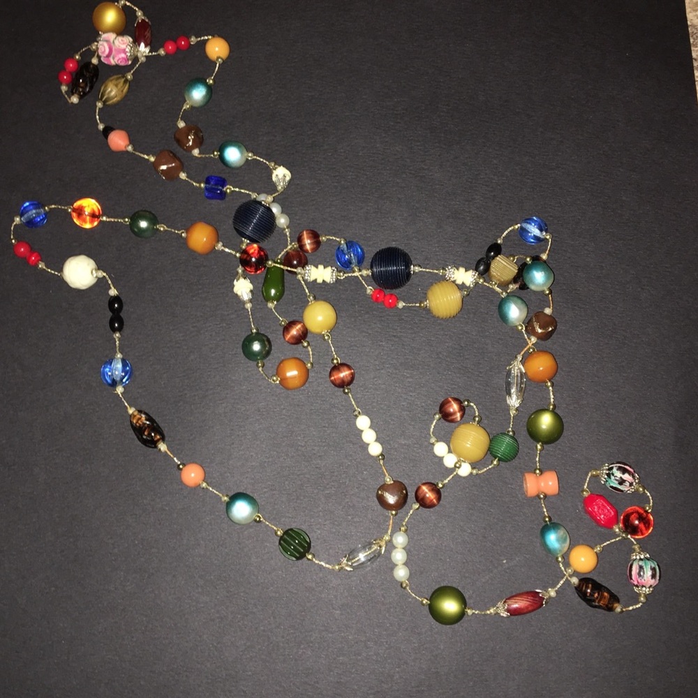 Multi color and texture necklace.